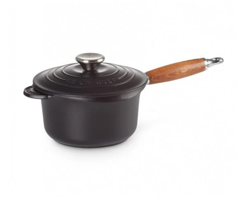 Untitled design (6) Le Creuset 18cm Casserole “ Black, Long Wooden Handle - Image 1