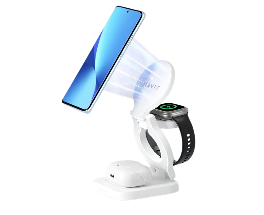 Untitled design Phone Desk Holder With Wireless Charger 15W White W3038 - Image 1