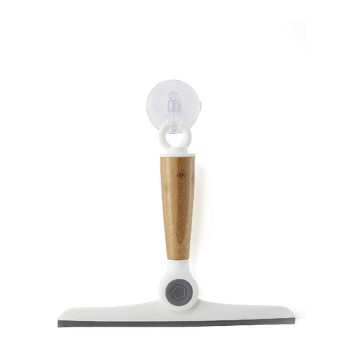 Full Circle Wipe Out Pivoting Shower Squeegee with Hanging Hook, White