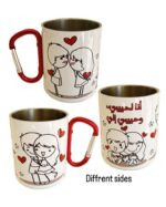 Stainless Steel Mug with Red Handle - Image 