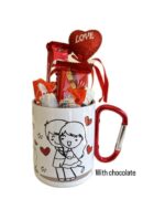 Stainless Steel Mug with Red Handle - Image 