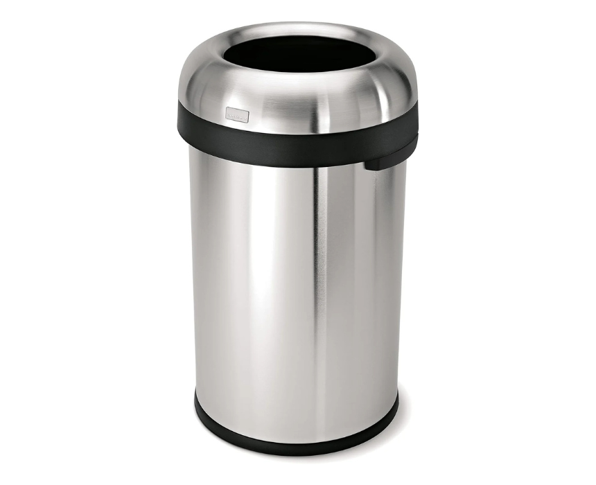 1 Gallon Bullet Open Top Trash Can Brushed - Image 1