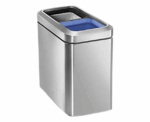 Slim Open Recycling Bin Brushed Stainless Steel - Image 