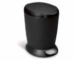 Compact Round Bathroom Step Can Black - Image 