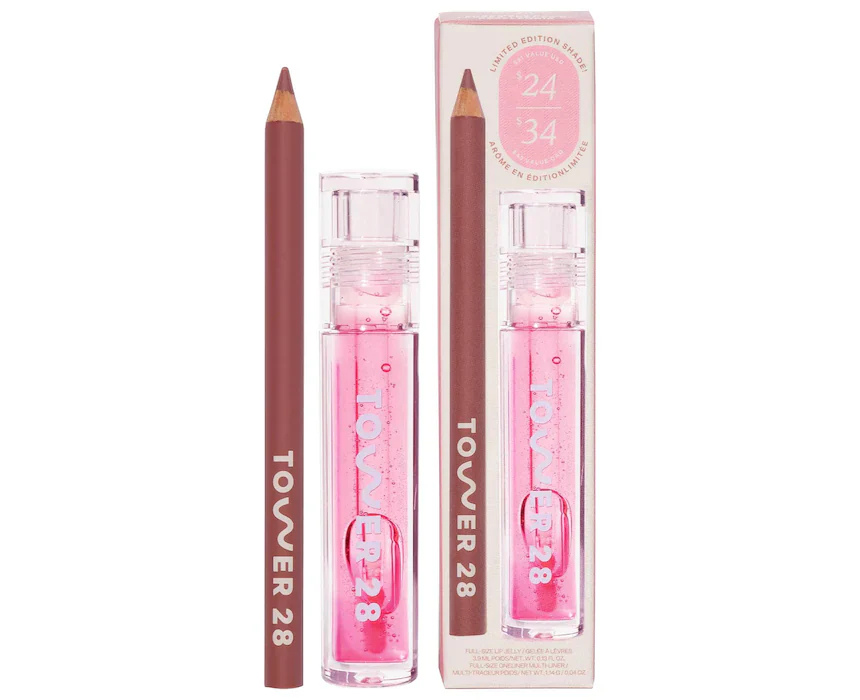 1 Line Plus Shine Lip Pencil And Lip Gloss Gift Set Tower 28 - Image 1