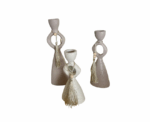 Stone Candle Holder Set in Greige and Beige - Image 