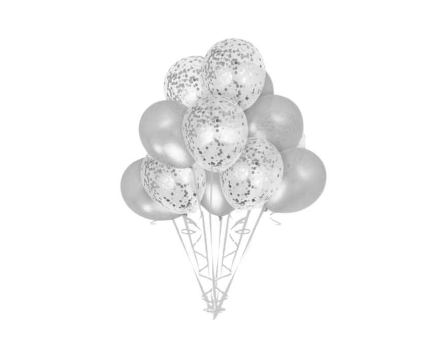 152 Confetti Balloons in Silver - Image 1