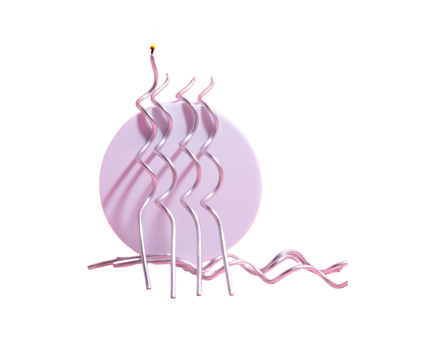 185 Twisty Long Candle Pack in Silver - Image 1