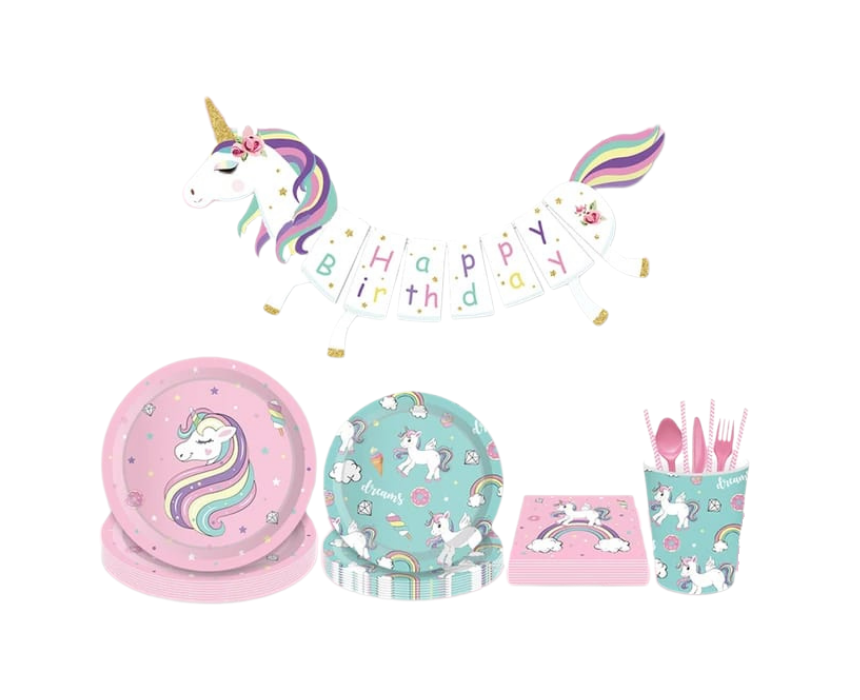 190 Unicorn Paper Set in Green and Pink - Image 1