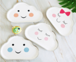 White Cloud Paper Plate Shy Smile - Image 