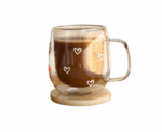 Mini Hearts Double Glass Mug - Image 