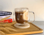 Mini Hearts Double Glass Mug - Image 