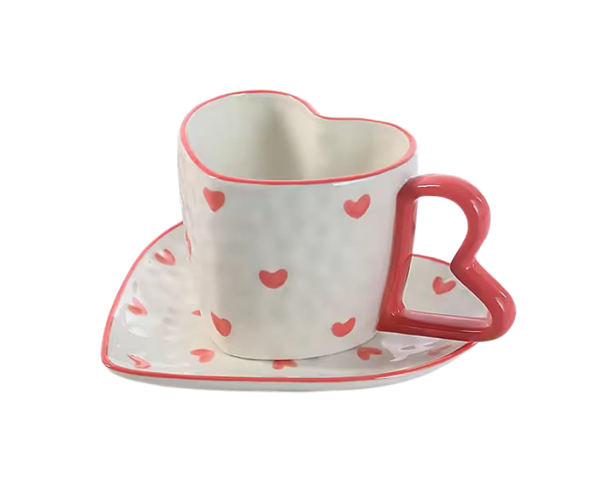 3 Heart Shaped Mug in Red - Image 1