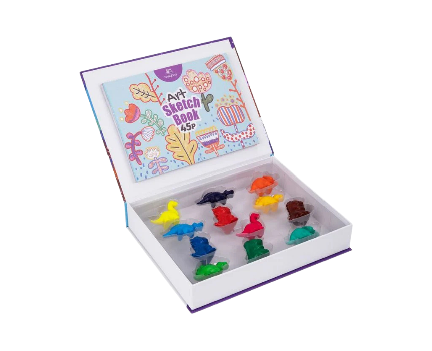 3 Plastic Crayon Paint Kit Dinosaur - Image 1