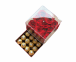 Chocolate and Artificial Roses Drawer Plexi Box - Image 