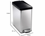SimpleHuman CW1180CB 10L Slim Profile Pedal Bin Brushed Steel - Image 