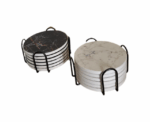 Marbled Coasters Set with Metal Stand - Image 