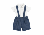 Woven Dungarees and Bodysuit in Blue - Image 