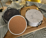 Marbled Coasters Set with Metal Stand - Image 