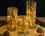 Led Plastic Swing Candle Set in Gold - Image 
