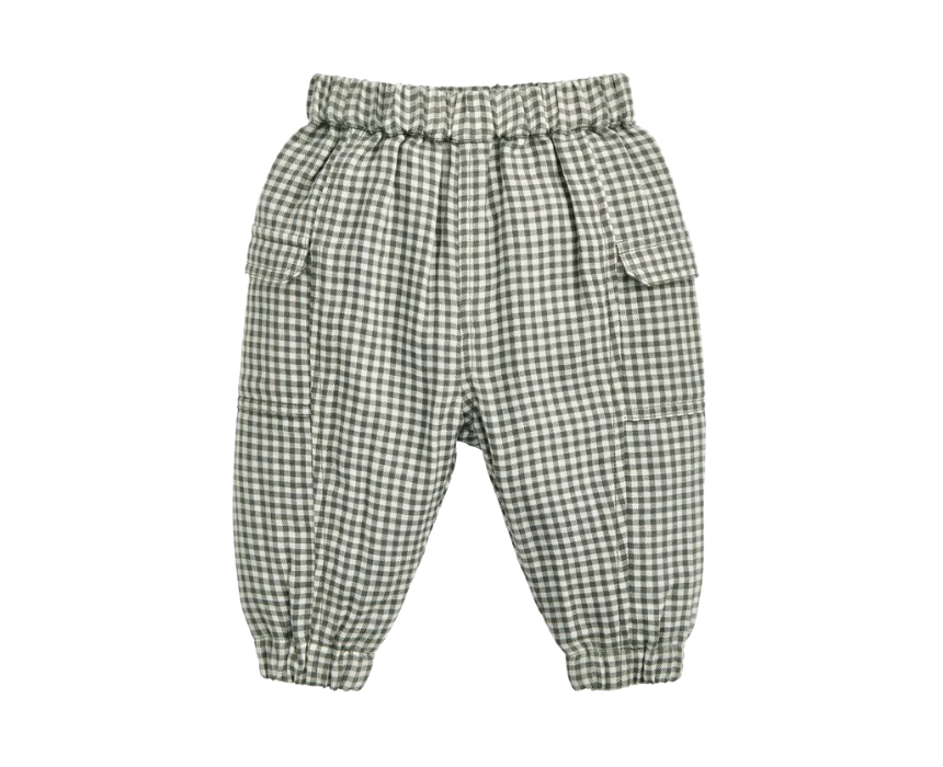 49 Check Pattern Joggers in Green - Image 1