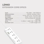 Extension Cord (5 outlets, 3 USB-A, 1 USB-C) - Image 