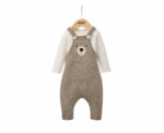 Knitted Bear Dungarees and Bodysuit Set - Image 