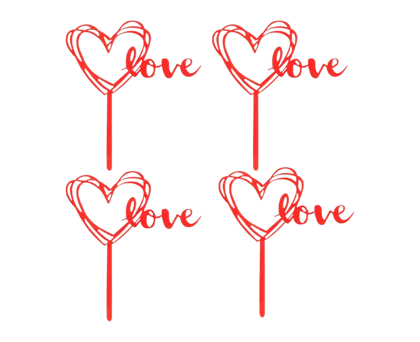 54 Love Cake 3D Topper in Red - Image 1