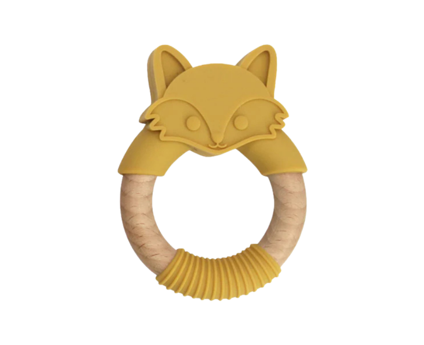 55 Silicone and Wood Fox Teether - Image 1