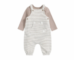 Stripe Dungarees and Bodysuit Outfit Set - Image 