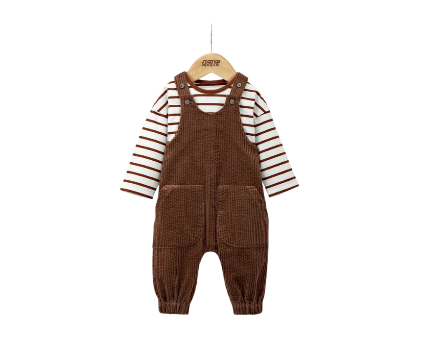 60 Cord Dungarees and Striped T-Shirt Set - Image 1