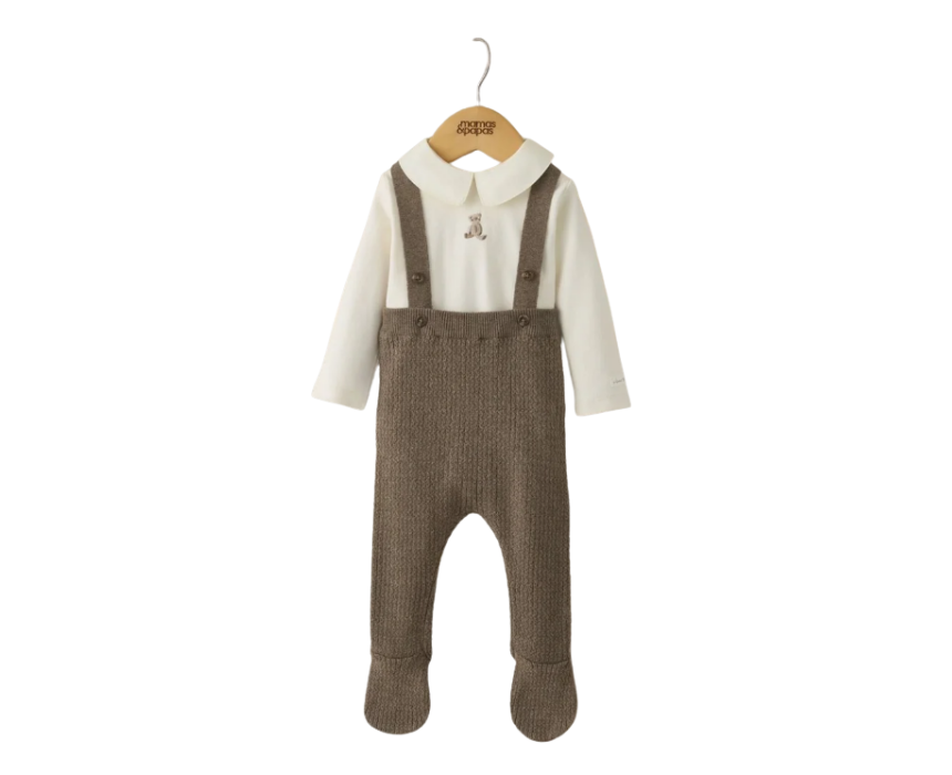 60 Teddy Bear Knitted Dungarees and Bodysuit - Image 1