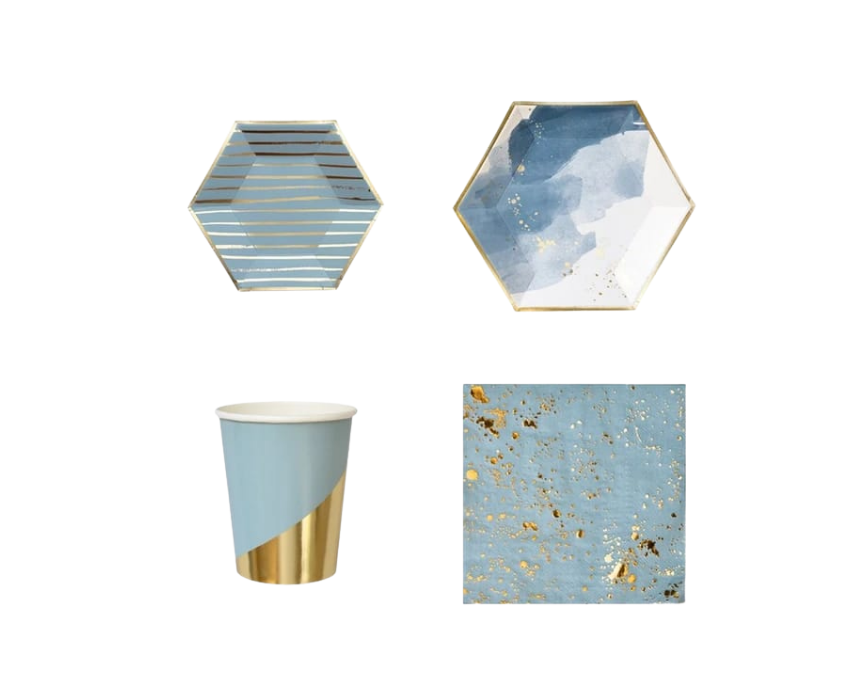 63 Paper Set in Blue and Gold - Image 1