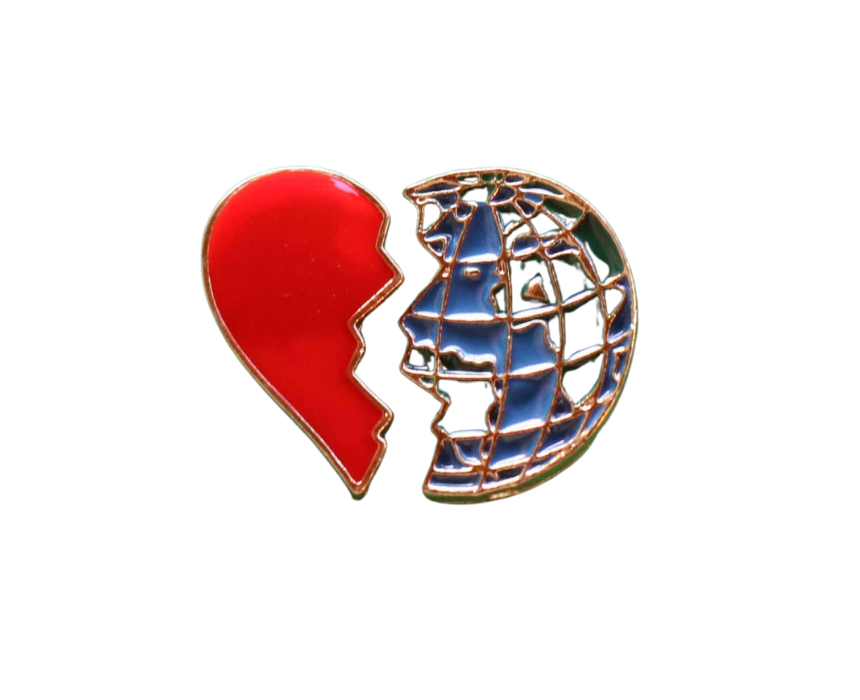 69 Half Heart Half World Pin - Image 1