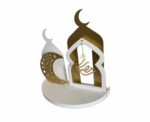 Ramadan Wooden Decoration in White and Gold - Image 