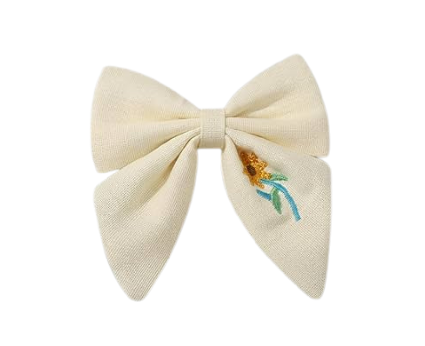 71 Handmade Hair Bow Clip in Beige - Image 1