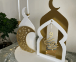 Ramadan Wooden Decoration in White and Gold - Image 