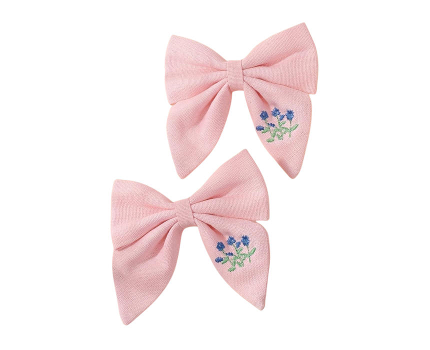 72 Handmade Hair Bow Clip in Pink - Image 1