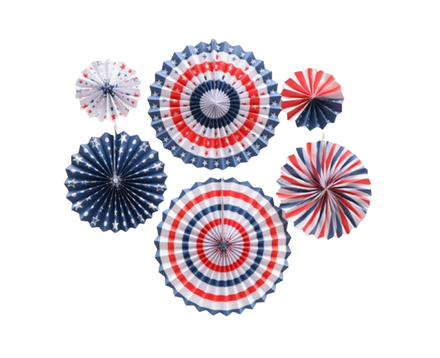 76 Multicolored Paper Fan in Navy - Image 1