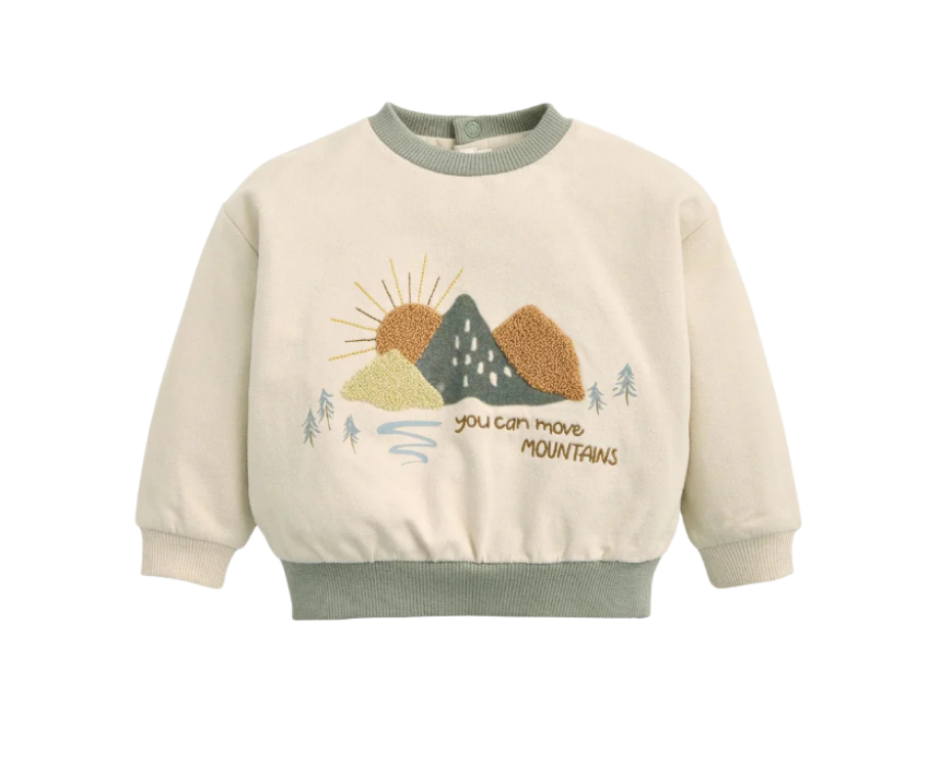 8 Boucle and Embroidered Sweatshirt in Cream - Image 1