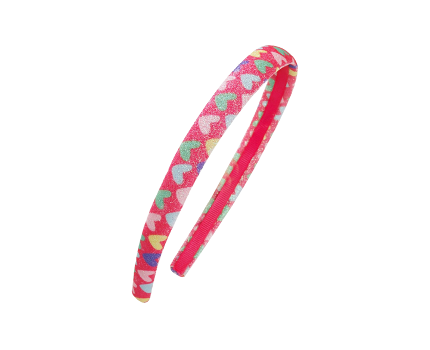 9 Hearts Glittery Multicolored Headband - Image 1