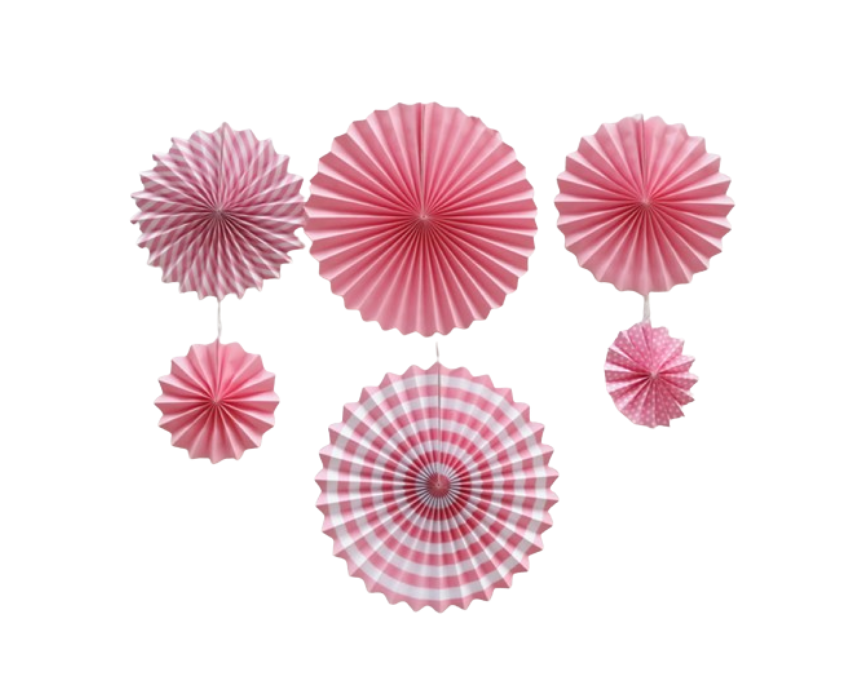 96 Paper Fan in Pink and White - Image 1