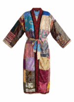 Long Indian Patchwork Kimono Robe - Image 