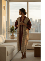 Long Indian Patchwork Kimono Robe - Image 