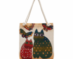 Artistic Folk-Art Cat Tote Bag - Image 