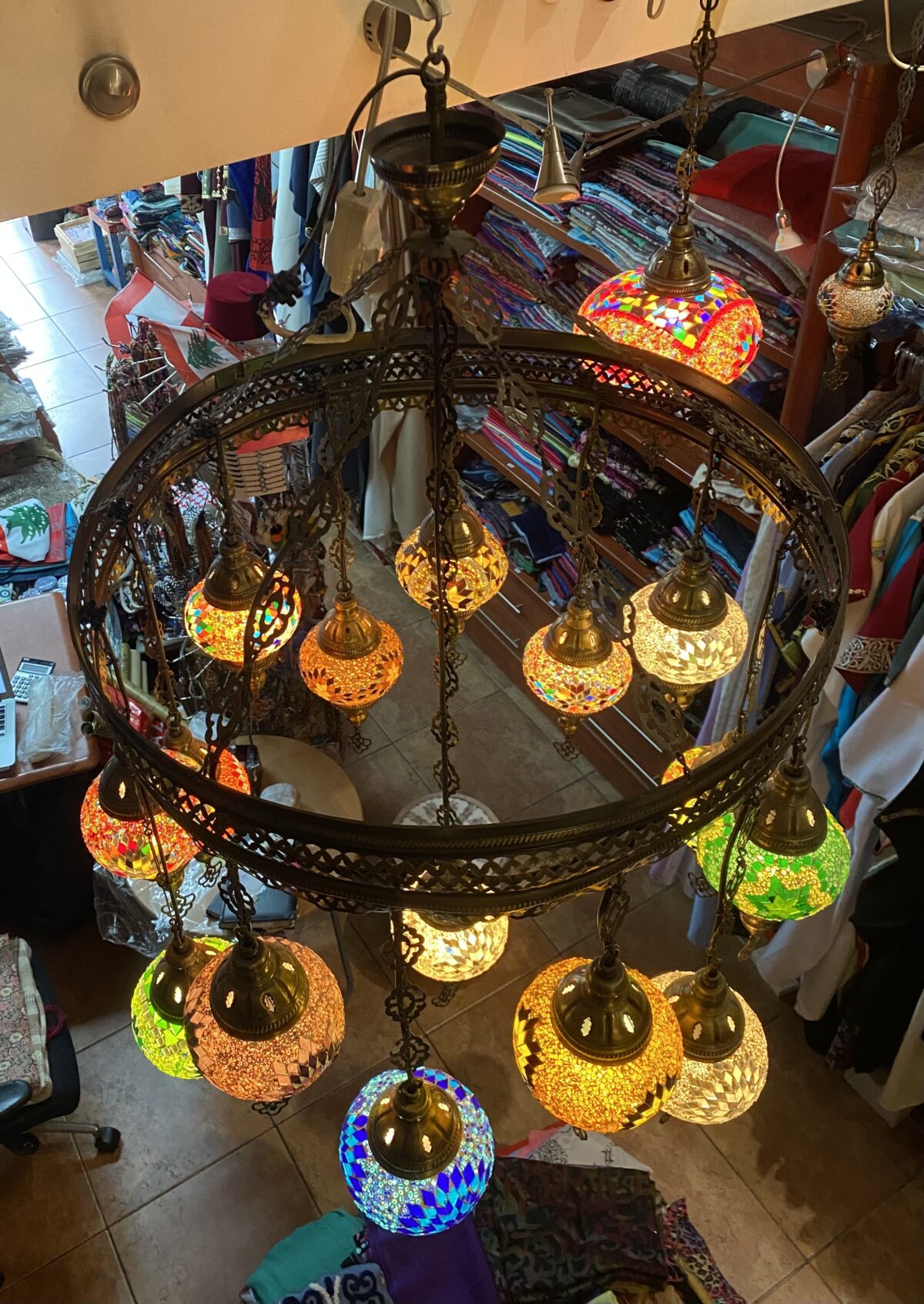 Turkish Lamp Mosaic Chandelier - Image 