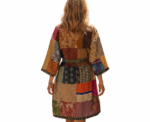 Short Indian Patchwork Kimono Robe - Image 