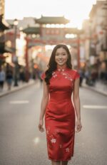 Short Chinese Satin Dress - Image 