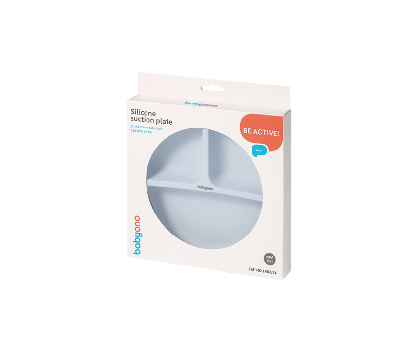 Baby Ono Silicone Suction Plate Blue 6M Baby Ono Silicone Suction Plate Blue 6M+ 1482/01 - Image 1