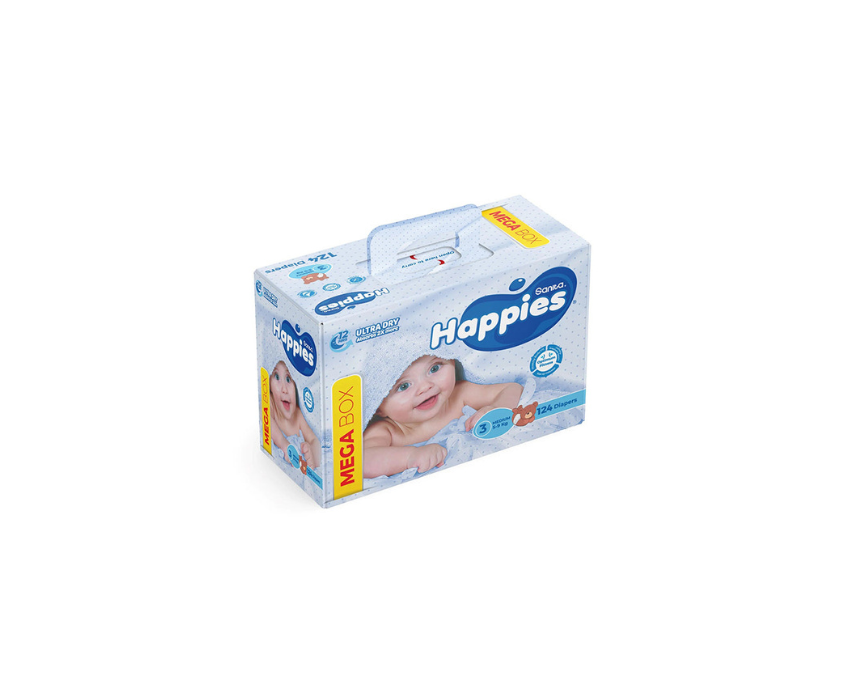 Happies 3 5-9Kg Diapers Mega Box 124 pieces Happies 3 5-9Kg Diapers Mega Box 124 pieces - Image 1